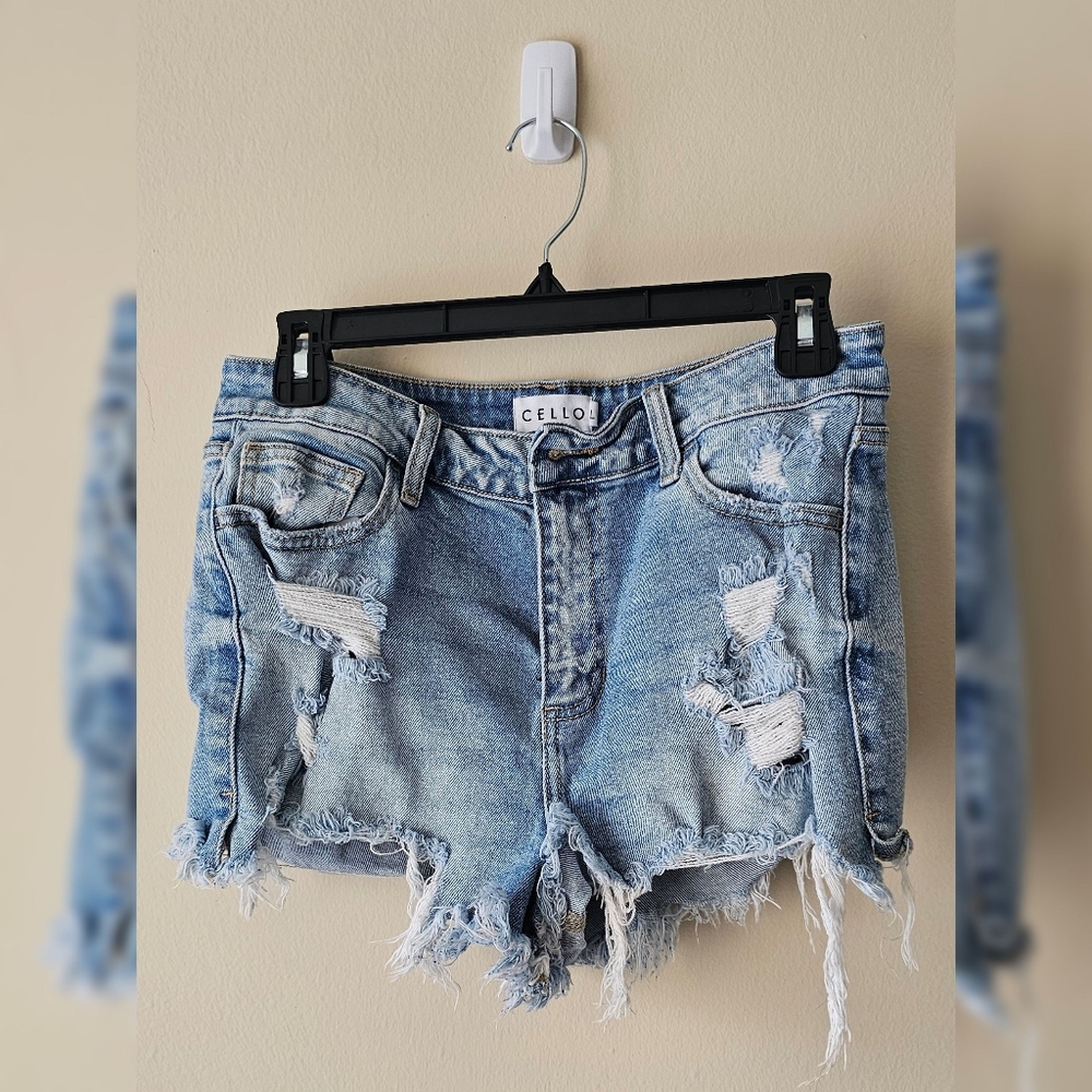 Cello Womens Distressed Denim Cutoff Shorts (S/L)